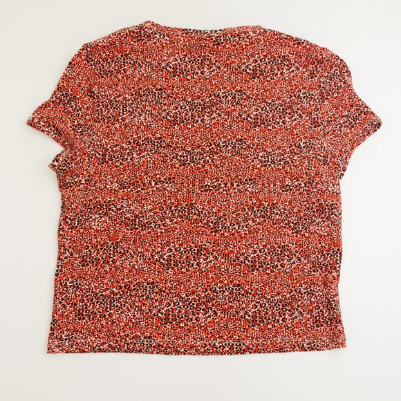 Topshop Red Cheetah Animal Print Shirt with Cap Sleeves - Picture 2 of 4
